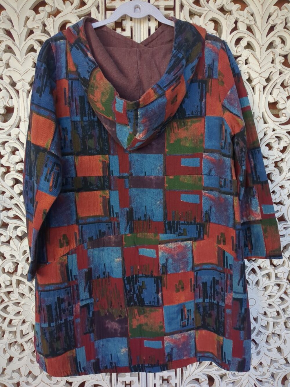 M / L Minibee Boho Hooded Lagenlook Hooded Long Sleeved Dress Sweatshirt - Picture 7 of 12